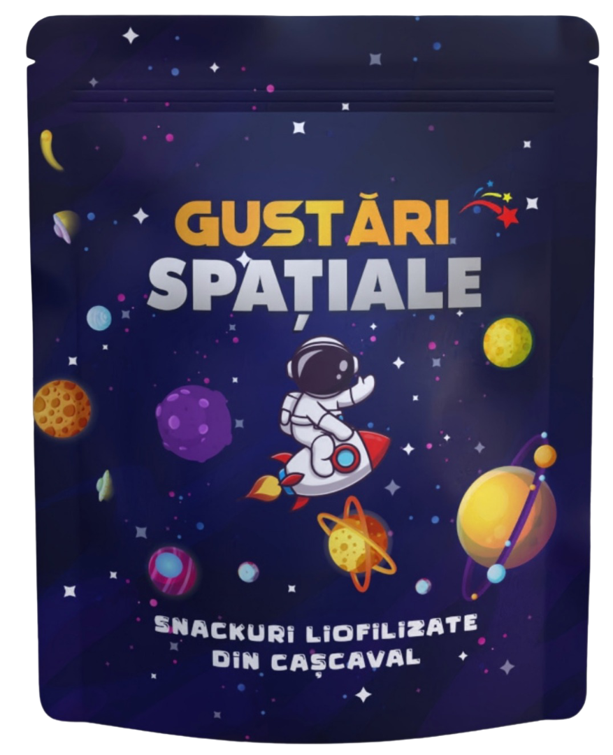 Gustări Spațiale — pungă cu snackuri liofilizate